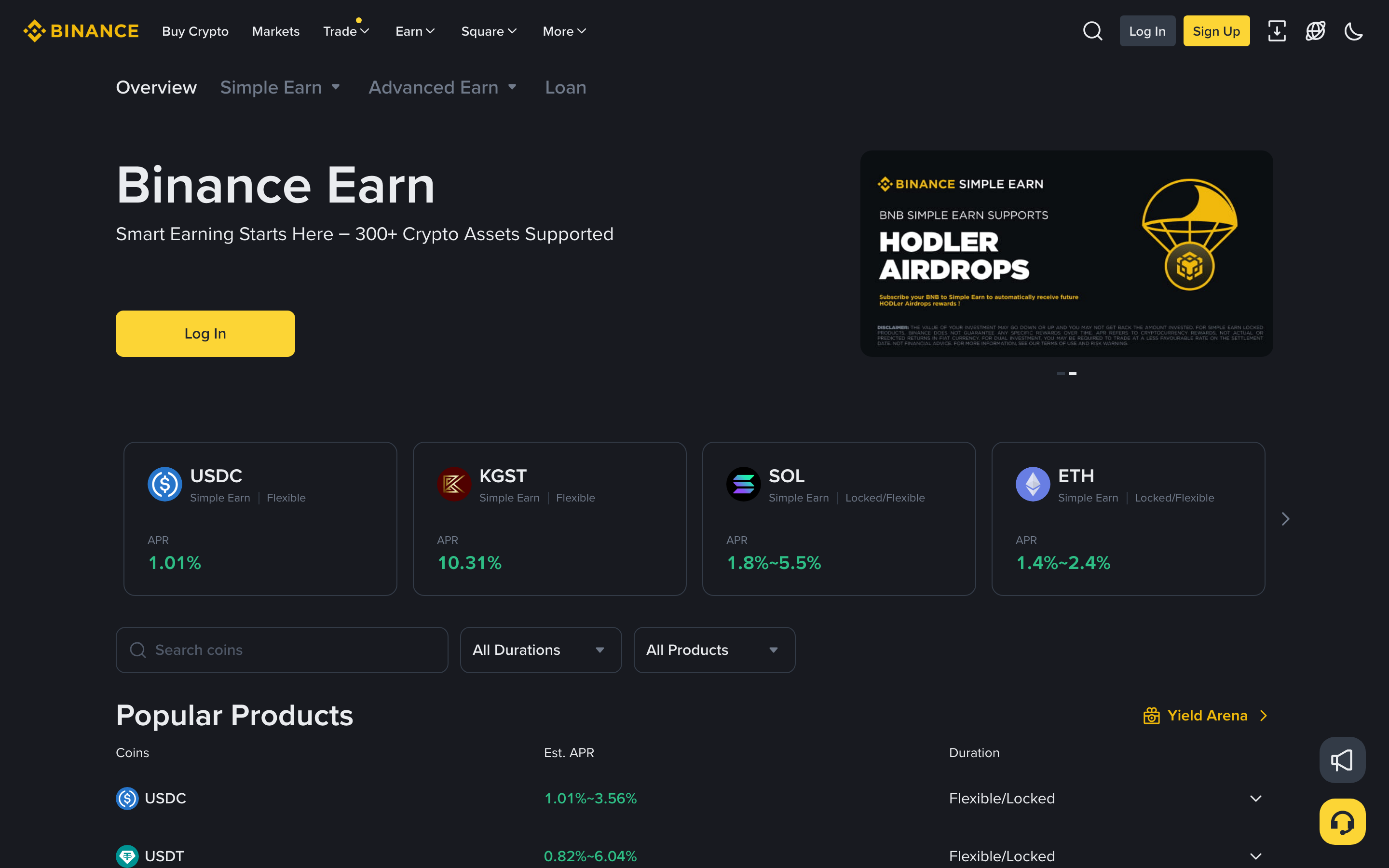 Binance - Earn products