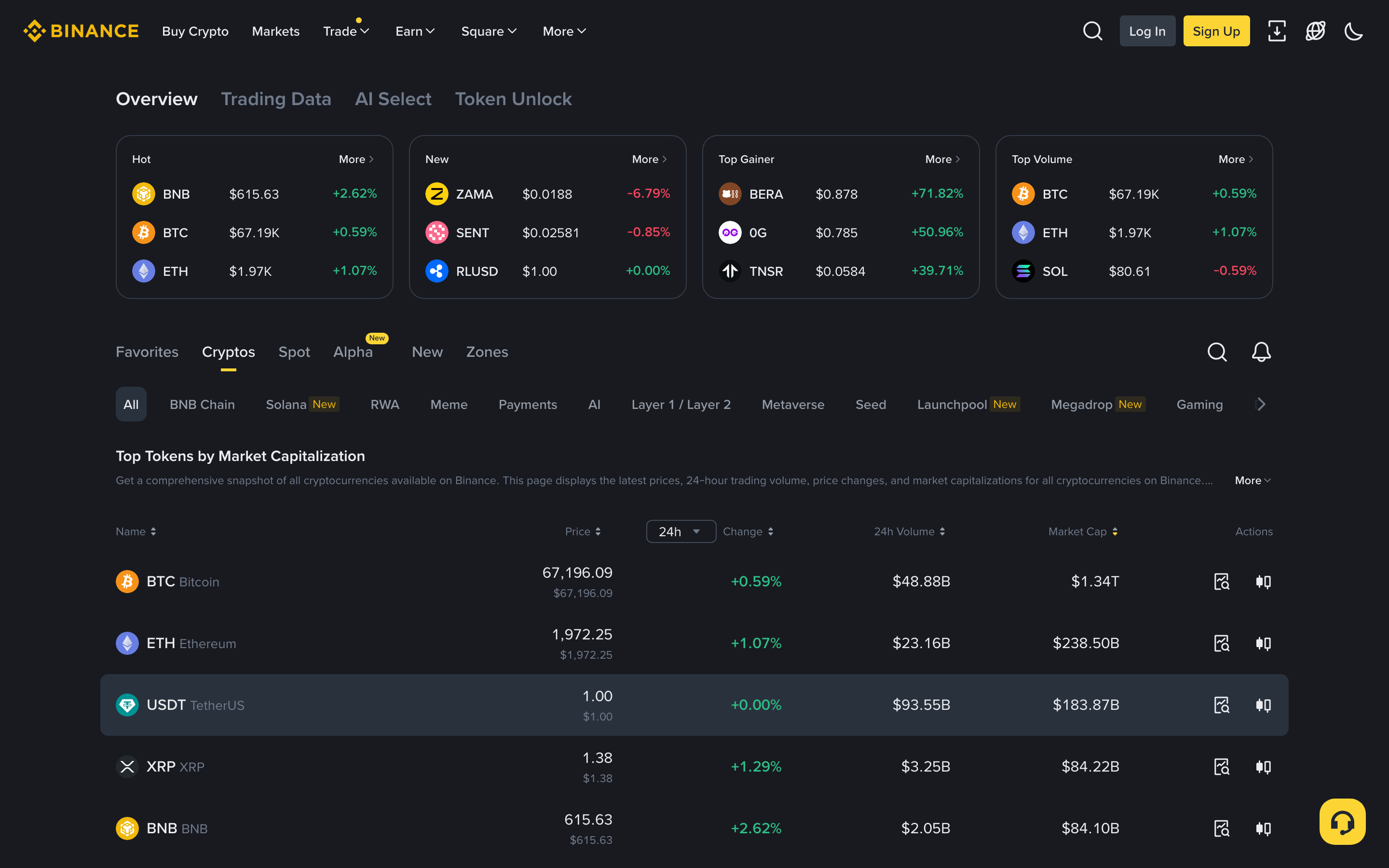 Binance screenshot